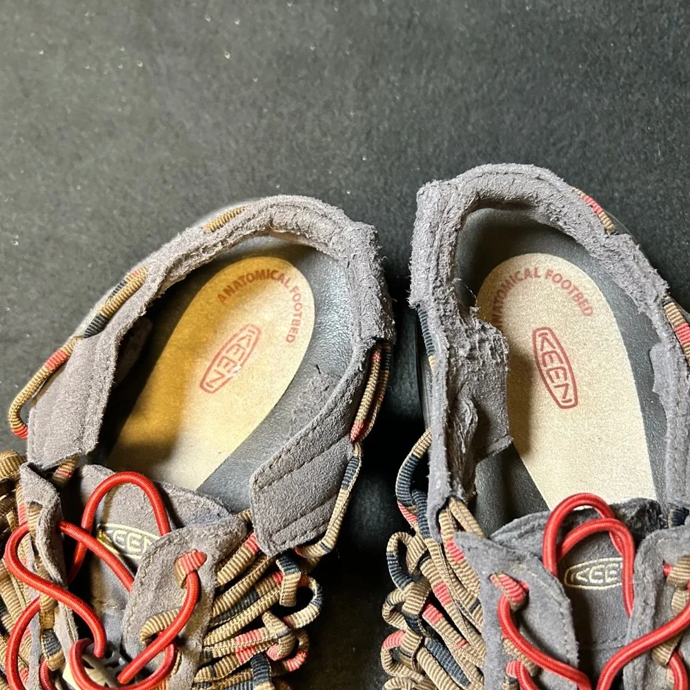 Keen Uneek Sandals Men 12 Brown Red Multi Corded Lace Up 1014620